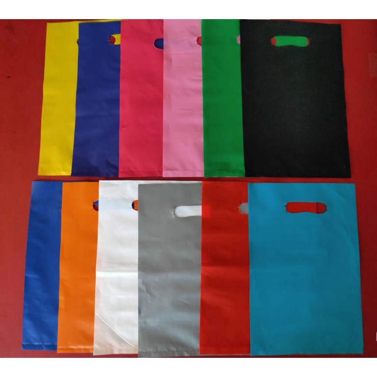 Meroket 1 pcs kantong plastik kresek HD Plong PREMIUM WarnaWarni shoping bag ketebalan 45 micron