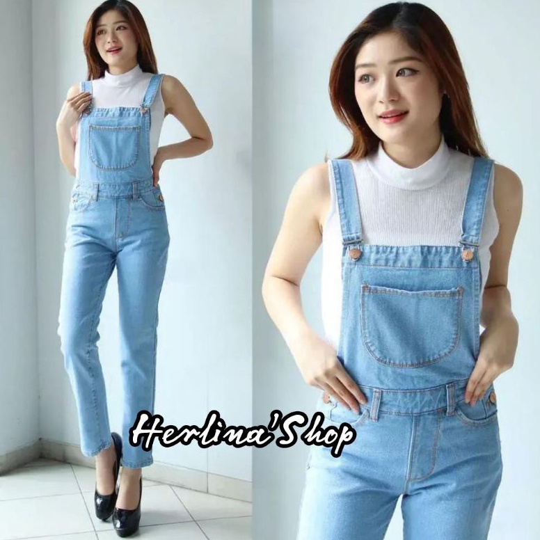 KODE A53Y Jumpsuit Jeans Stretch Baju Kodok Celana Panjang Wanita Dewasa