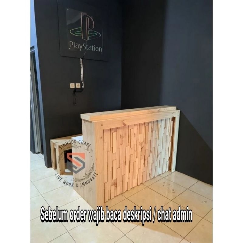 Minibar Cafe Meja Kasir Jati Belanda Model Rustic