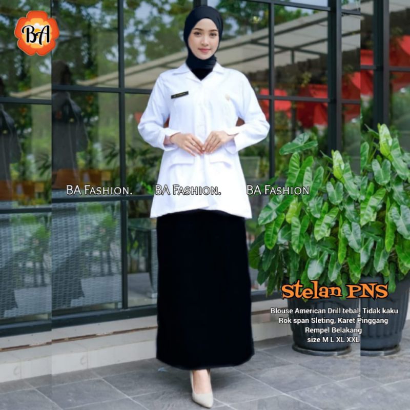 Baju putih PDH/ASN wanita lengan panjang