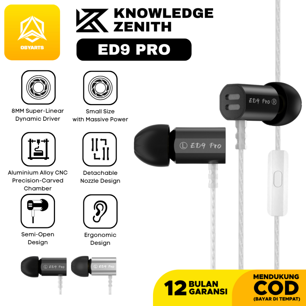 KZ ED9 Pro Single DD In Ear Monitor Metal Earphone with MIC Headset Straight Down