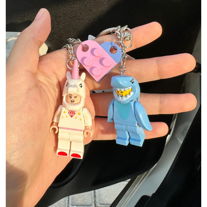 【Ready】2Pcs LEGO Keychain dg Minifigure Spiderman Gantungan Kunci Couple Keychain Marvel Series Pink