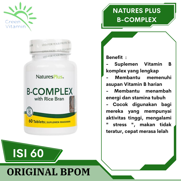 Nature's Plus Natures Vitamin B Complex 60 Tab with Rice Bran Original