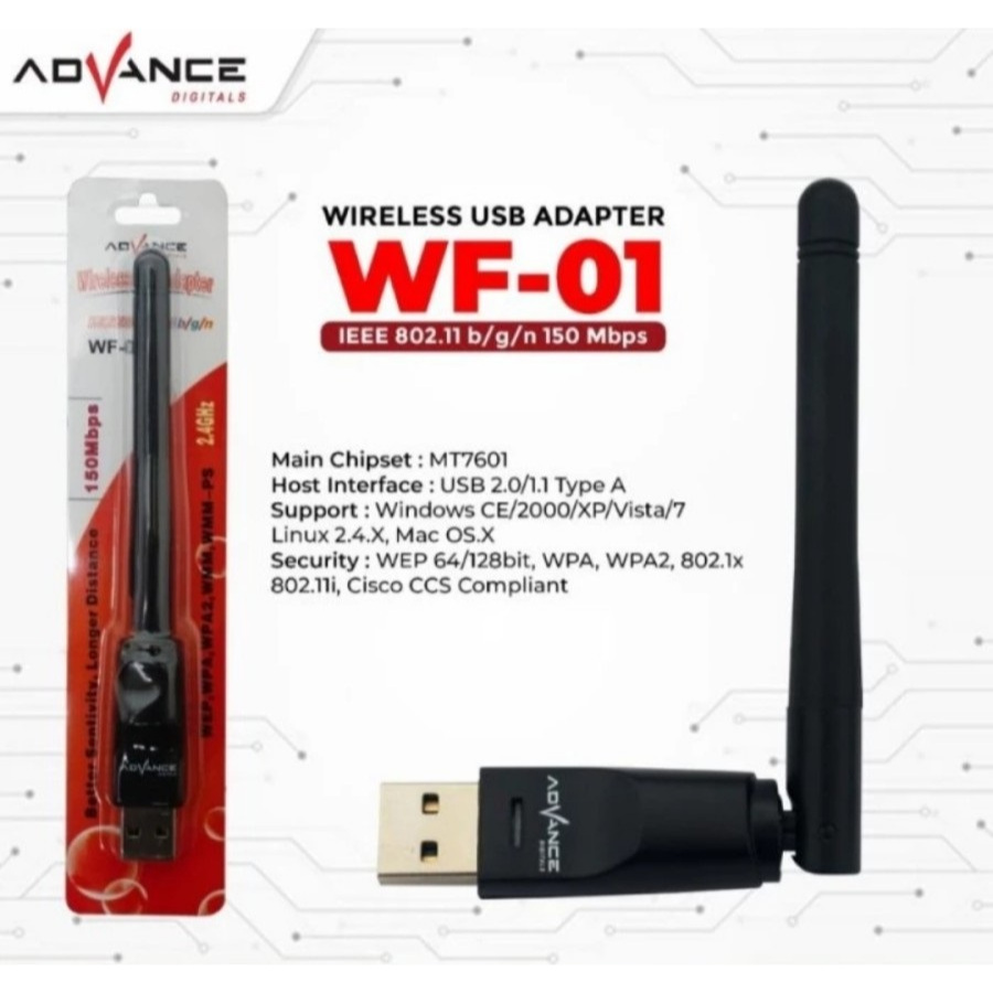 DONGLE STB WIFI DVB T2 / USB WIFI ADVANCE WF-01 SET-UP TV DIGITAL