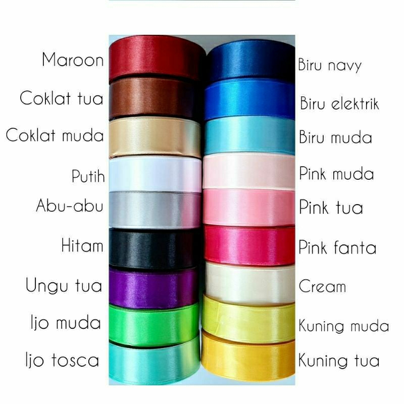 

Roll Pita Satin Lebar 2,5 cm / Pita Kado / Pita Buket