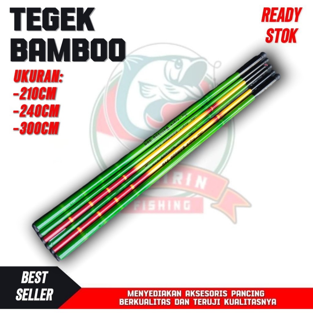 tegek pancing catfish bamboo panjang bervarian