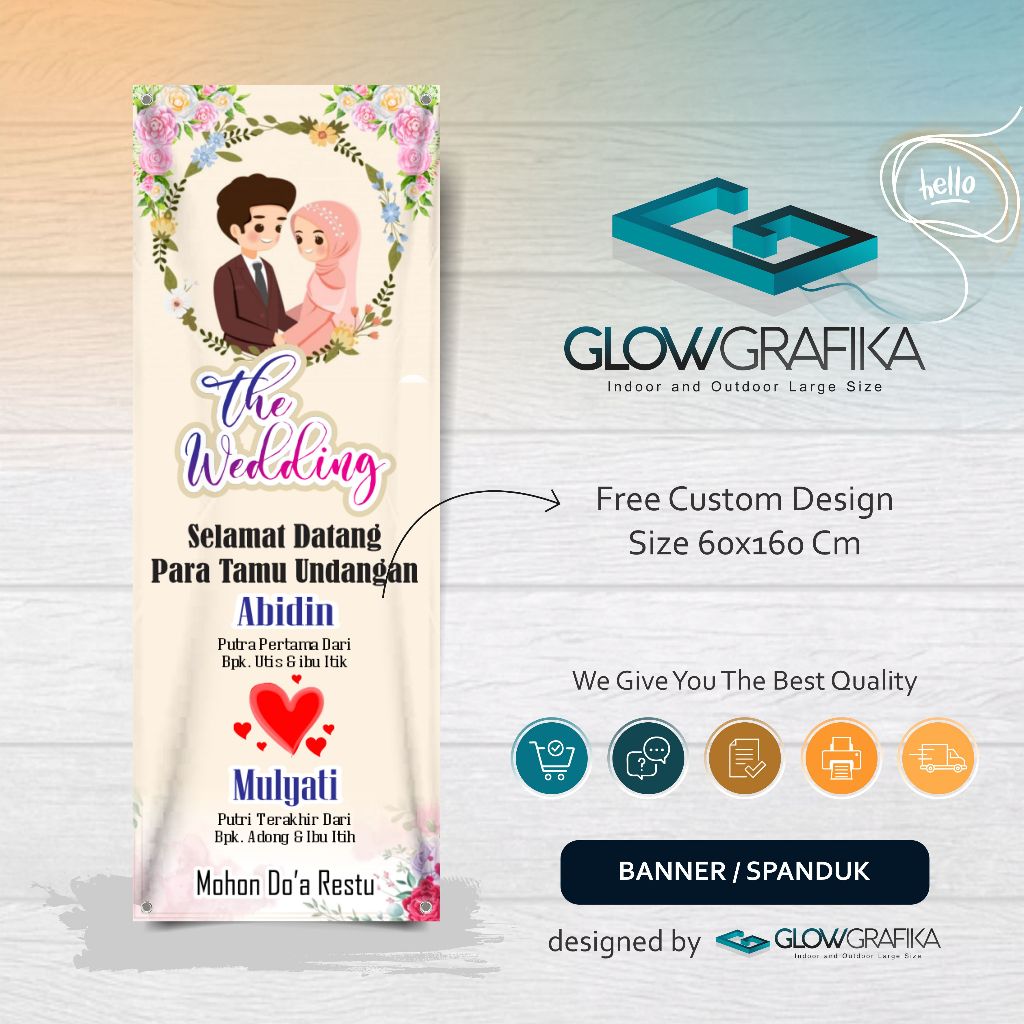 Cetak Spanduk Banner Ucapan The Wedding Custom