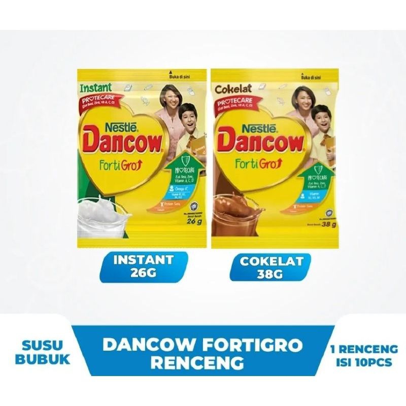 

DANCOW FORTIGRO - Renceng Instan 26gr/ COKLAT 38gr Isi 10 Sachet