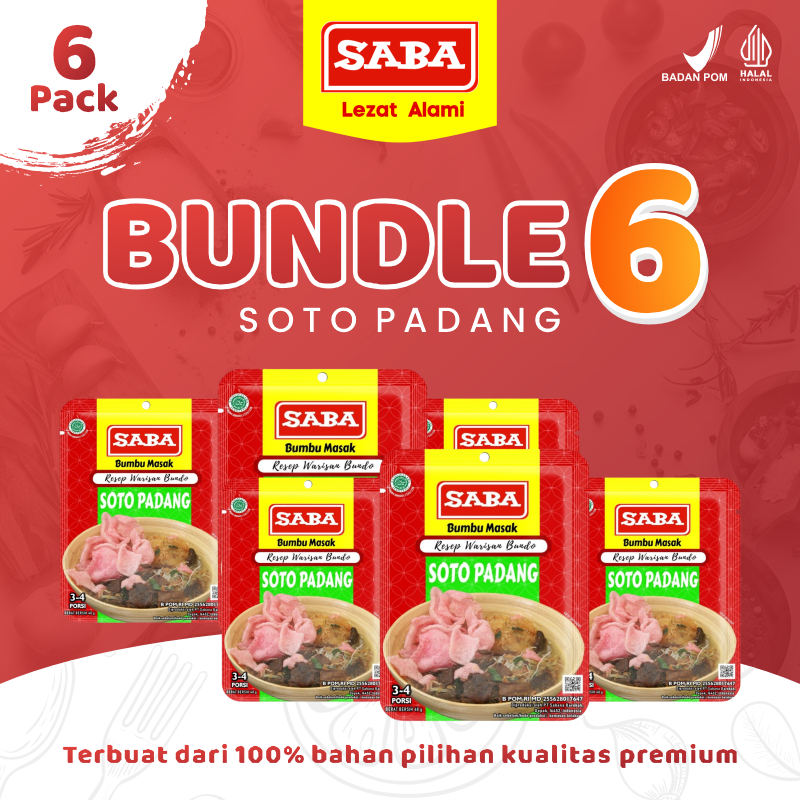 

SABA - 6 Pcs Bumbu Soto Padang 40 gram BPOM Khas Padang Alami Tanpa Pengawet