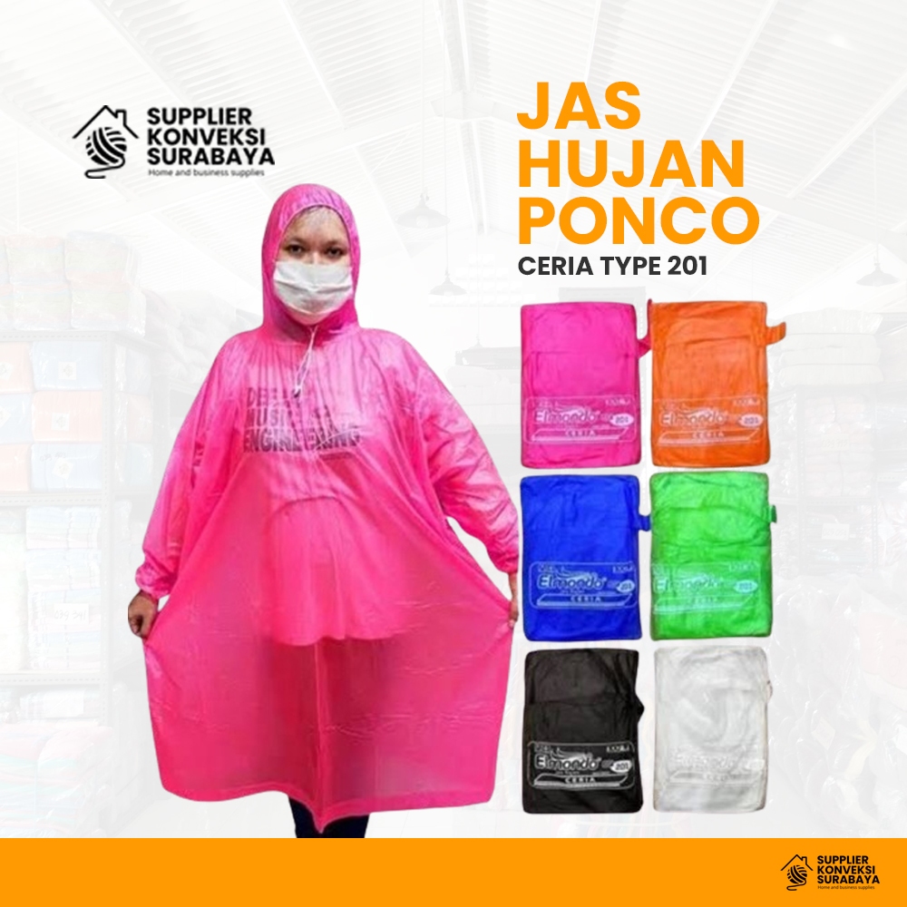 Jas Hujan Ponco Ceria Elmondo 201 - Jas hujan kelelawar / jas hujan terusan - mantel hujan plastik -