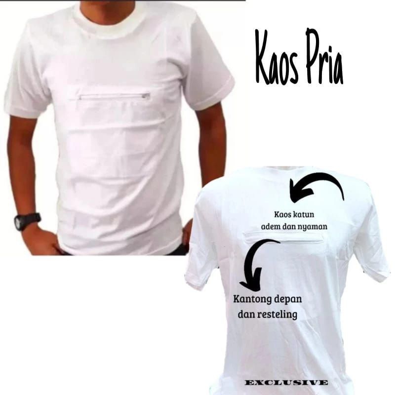 Baju Kaos Oblong Dalaman Haji Umroh Pria Kantong Dada