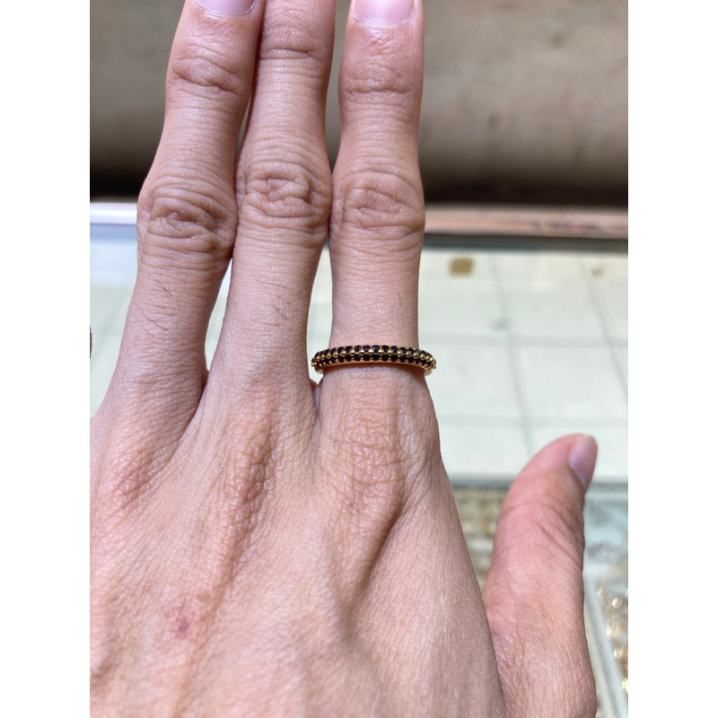 Cincin Xuping Cantik Mata Baris Warna Hitam