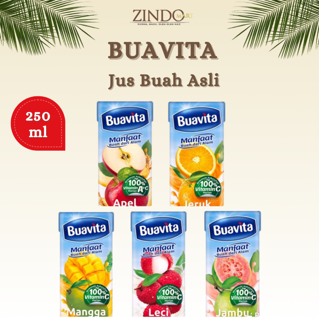 

BUAVITA 250ML ALL VARIANT / JUS BUAH ASLI APEL MANGGA JERUK JAMBU LECI