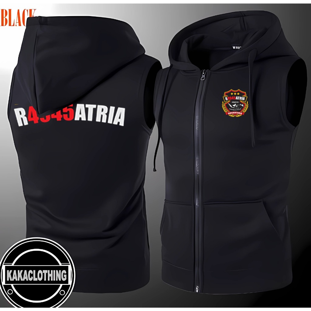 JAKET VEST ZIPPER R4945ATRIA POLRI WARNA HITAM TERBARU