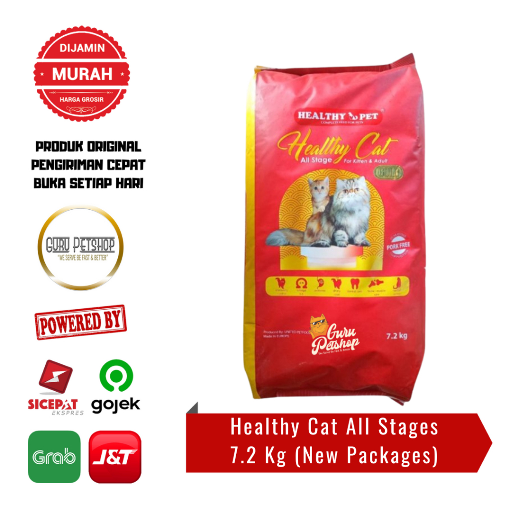 Makanan Kucing Healthy Pet Gold 7.2kg / Healthy Cat All Stages 7.2kg / Healthy Cat Gold