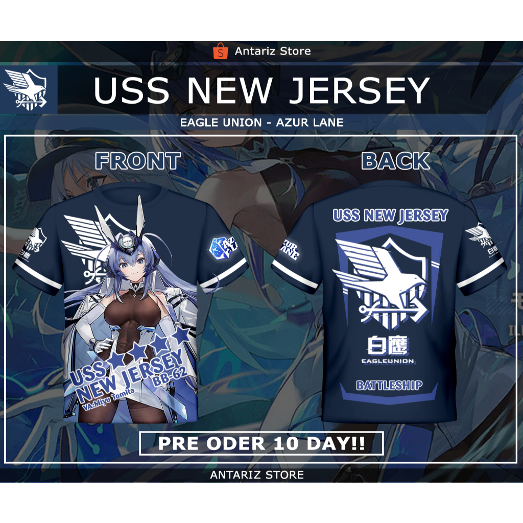 Kaos Fullprint Azur Lane USS New Jersey
