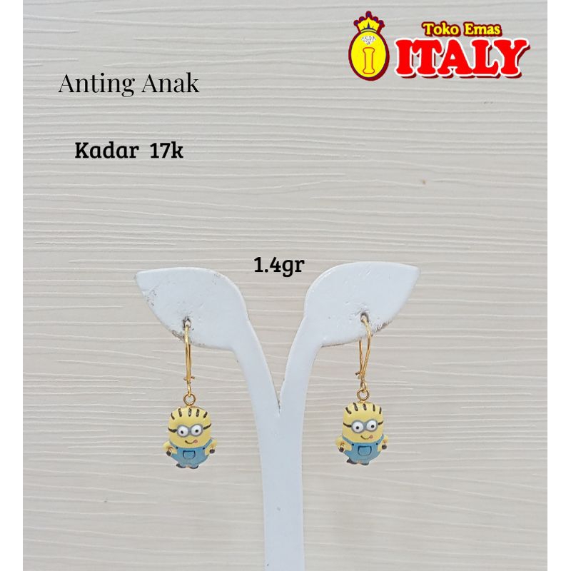 Anting emas tua anak variasi karakter kuning