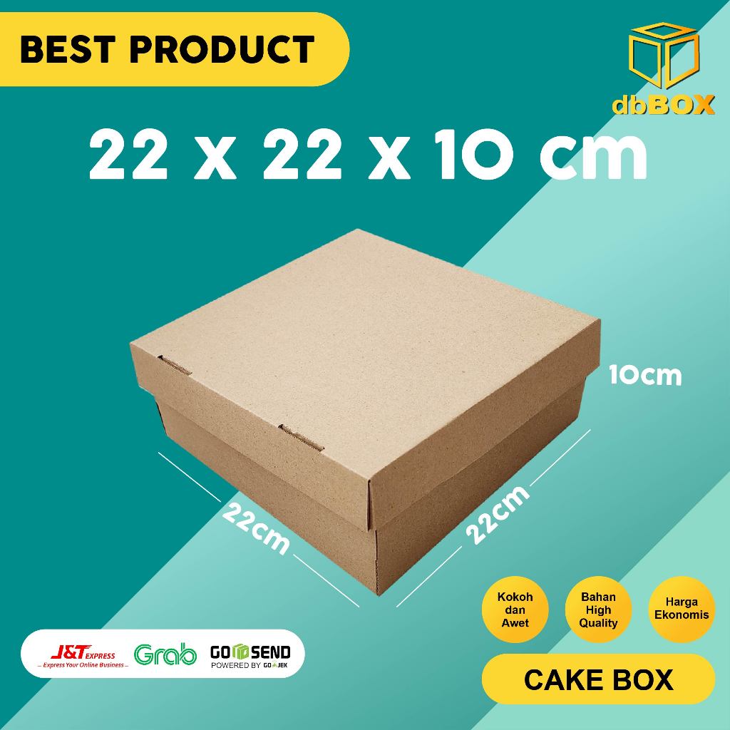 

(10pcs) BOX KUE 22x22x10 cm kardus die cut, untuk kue hampers gift box