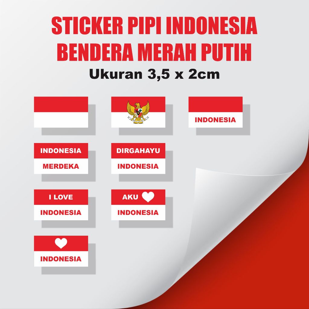 

(MIN 10 PCS) Sticker Bendera Indonesia Merah Putih Di Pipi Untuk Tujuhbelasan