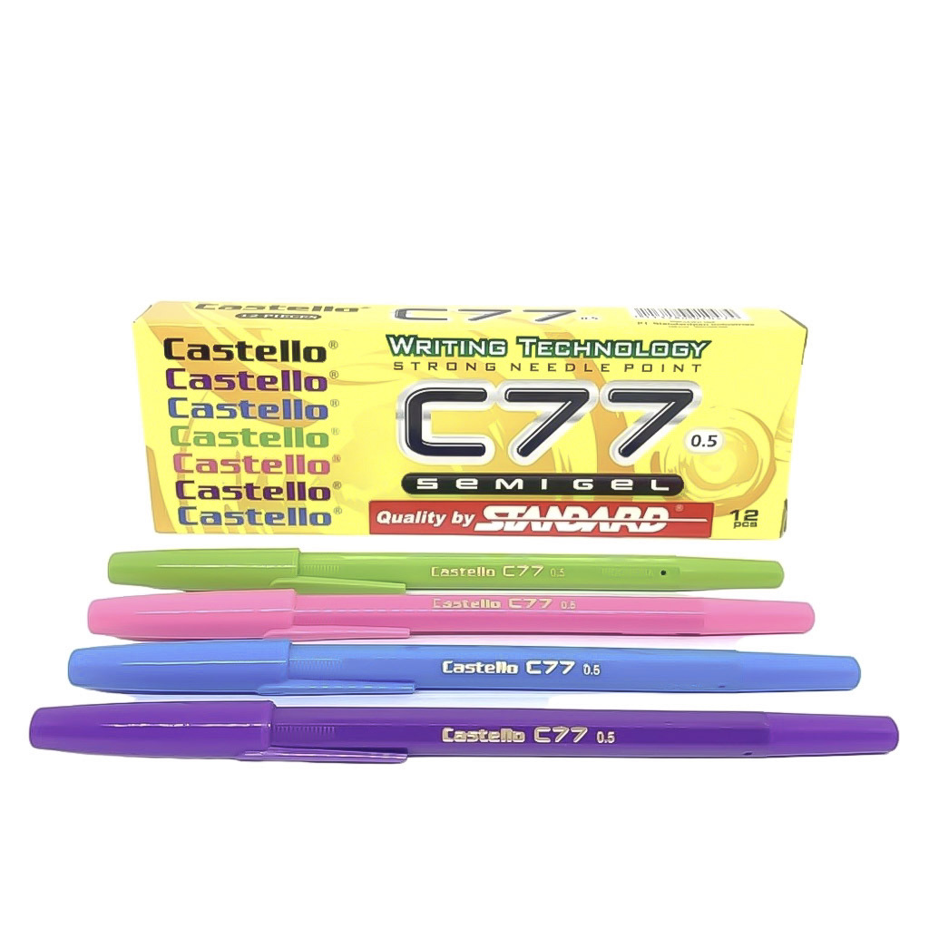 

1 LSN / 12 Pcs Pen Castello C77 0.5mm ( Pulpen Ballpen Standard )