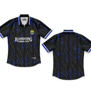 Hudsas Jersey Persib Bandung Kerah Kancing Hitam Futsal Jersey Olahraga