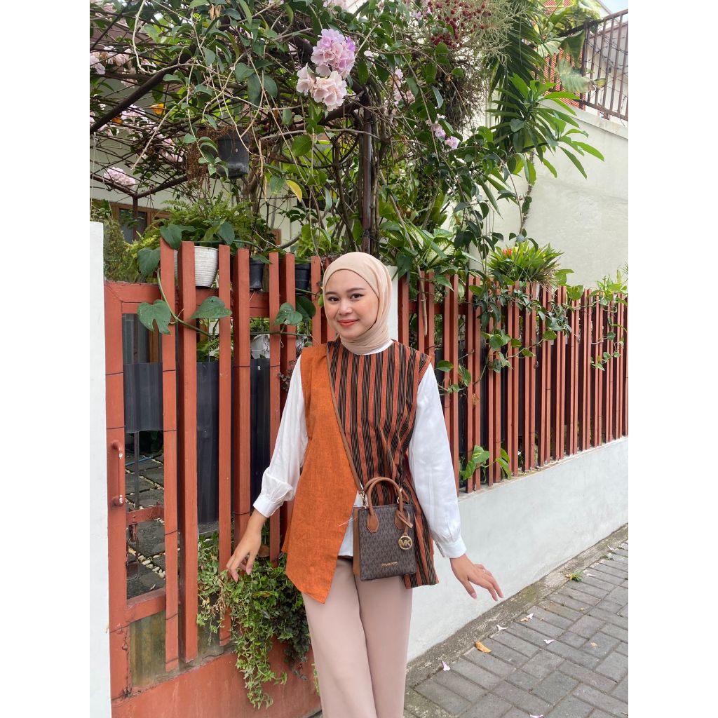 Naomi Vest Lurik - Vest Outer Batik Lurik Atasan Batik Modern