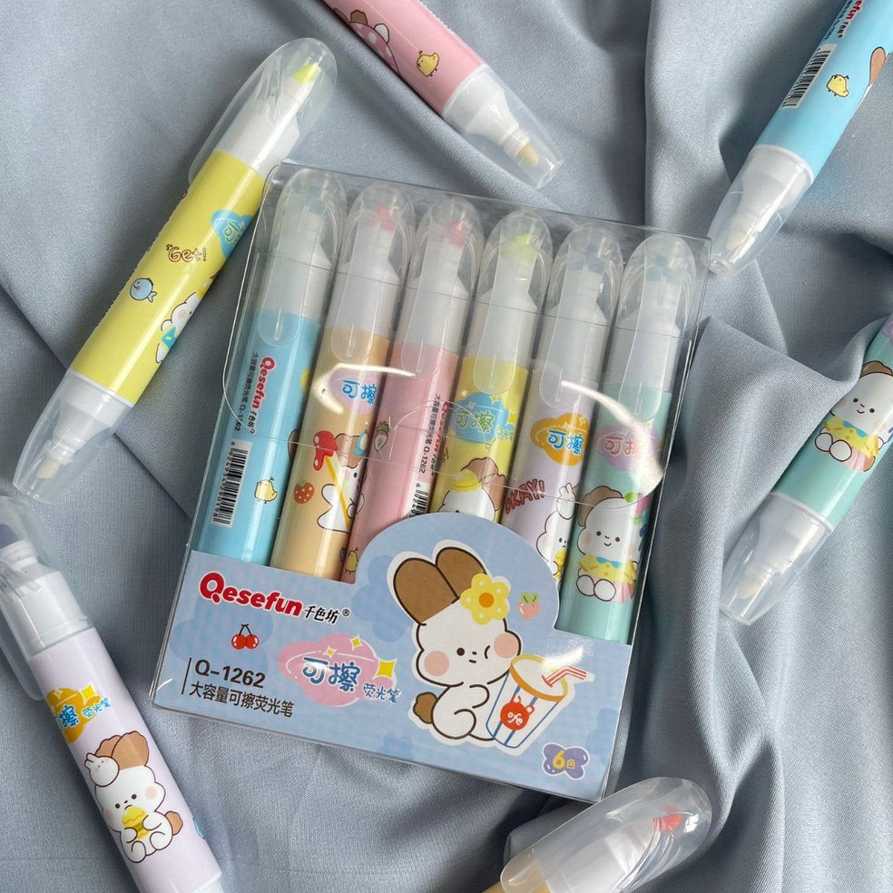 

KODE H8E STABILO QESEFUN 2 SISI 1 SET 6 COLOUR LENGKAP BISA DI HAPUS KEMASAN 1 PAK IMUT HIGHLIGHTER ERASEABLE UKURAN SEDANG ISI 6 WARNA BEST PREMIUM QUALITY