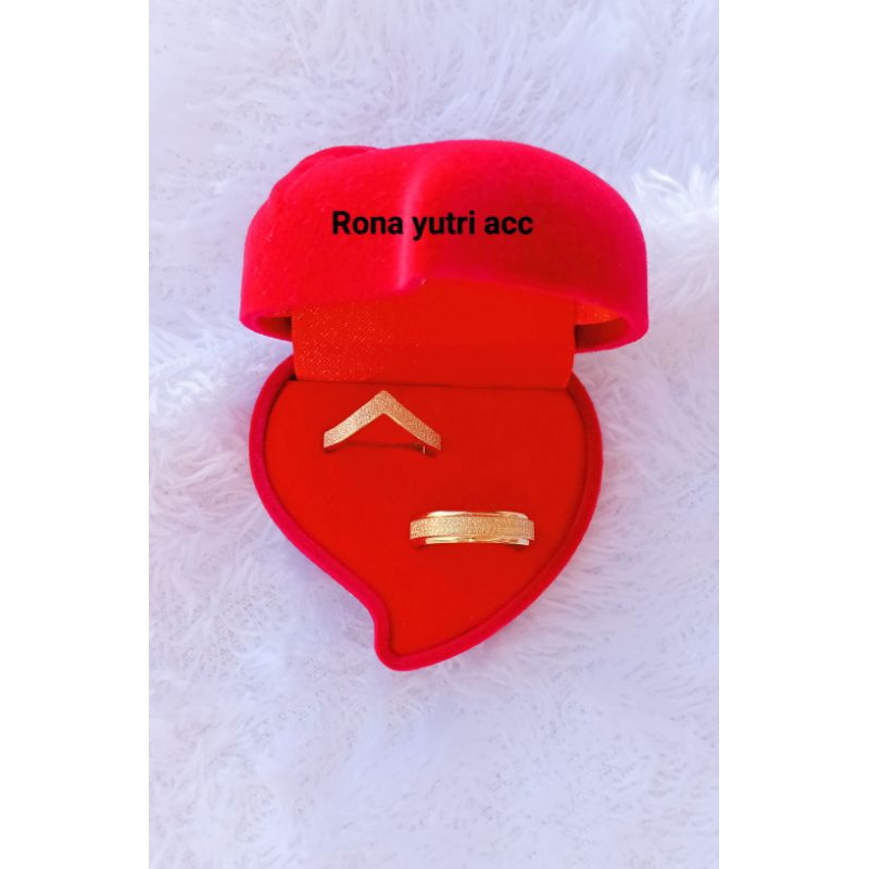 cincin pasangan, couple, tunangan, nikah titanium premium model vuji warna gold