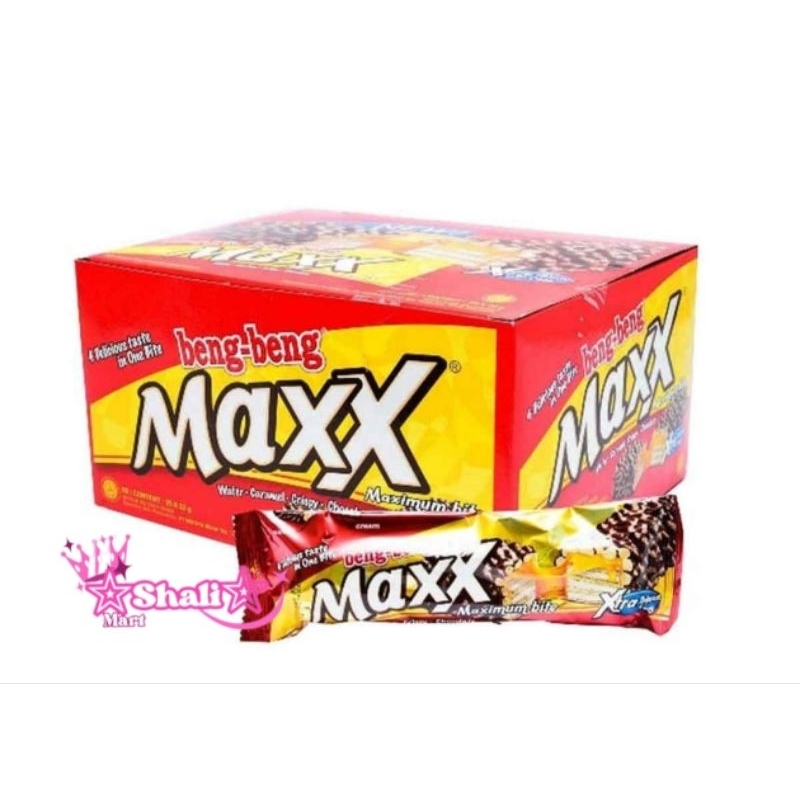 

Beng beng Maxx 1 box isi 12 @ 32g / beng-beng Maxx / wafer cokelat karamel