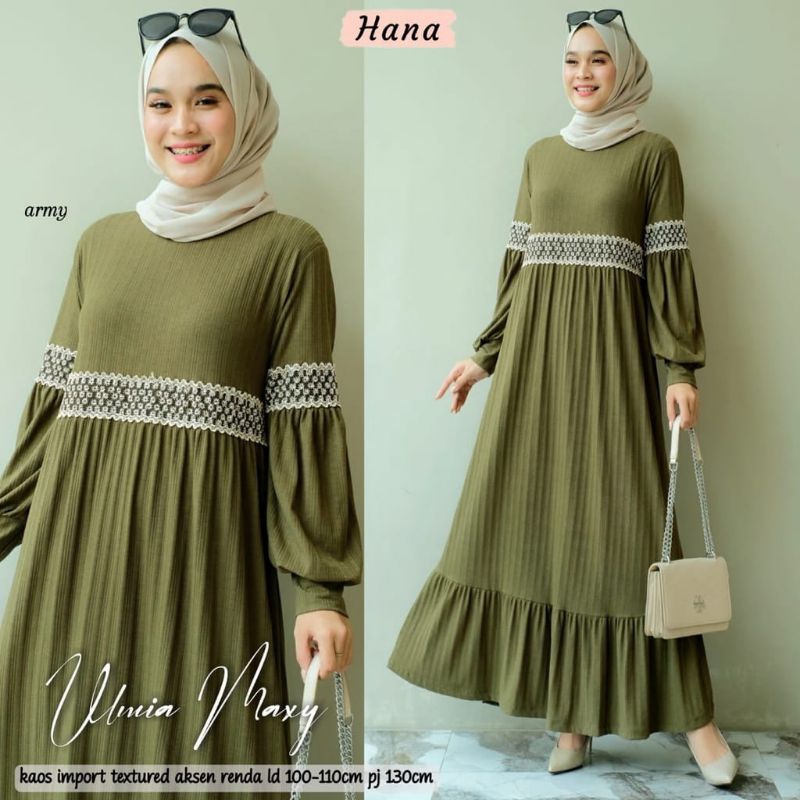 Ulmia maxi gamis wanita muslim kaos rajut by mumufashion