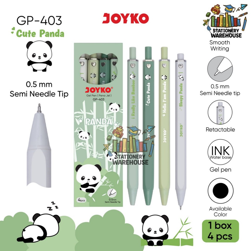 

Gel Pen Pulpen Pena Joyko GP-403 Cute Panda 0.5 mm