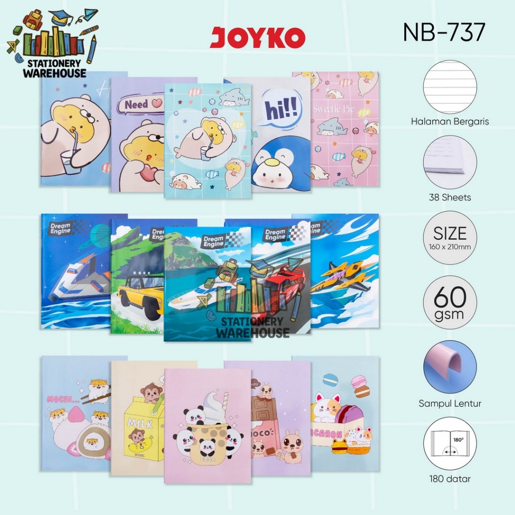 

Buku Tulis Catatan Bergaris Ruled Notebook Joyko NB-737 Dream Engine, Dessert, Sweetie