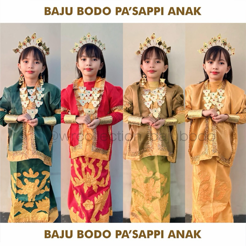 BAJU BODO ANAK CEWEK / BAJU PASSAPPI ASLI BUGIS MAKASSAR / BAJU ADAT BUGIS