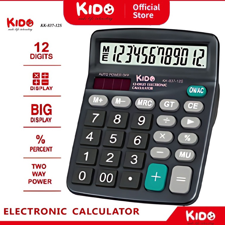

KODE S38C Kalkulator Energi Surya 12Digit Electronic Calculator KIDO KK83712S