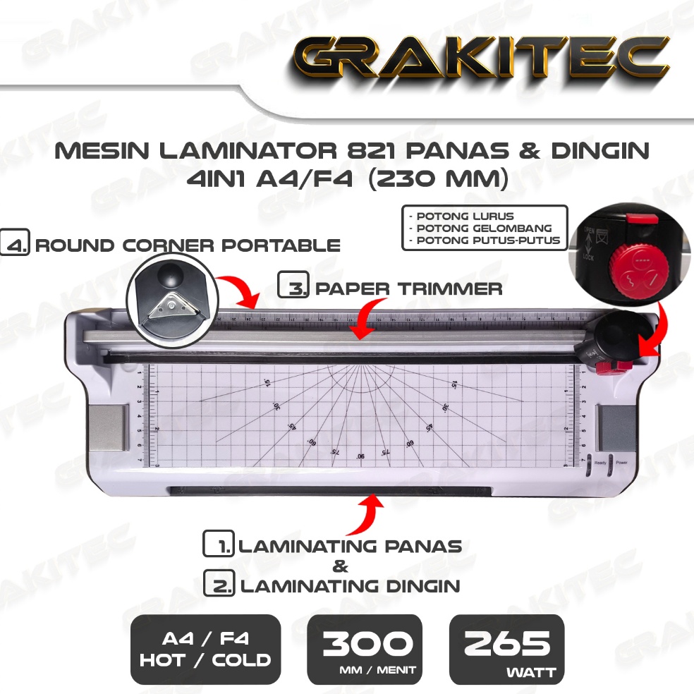 

KODE X8B Mesin Laminating A4F4 4in1 23mm 821822825 Fitur Combo Laminating Paper Trimmer Emergency Button sby