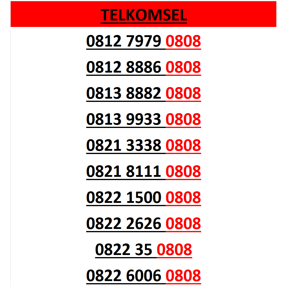 Nomor cantik telkomsel simpati seri abab 0808 murah lengkap w2500