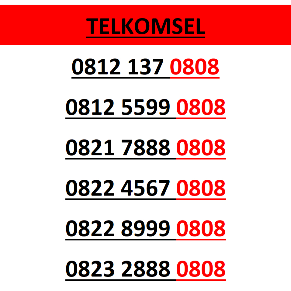 Nomor cantik telkomsel simpati seri abab 0808 murah lengkap w2000