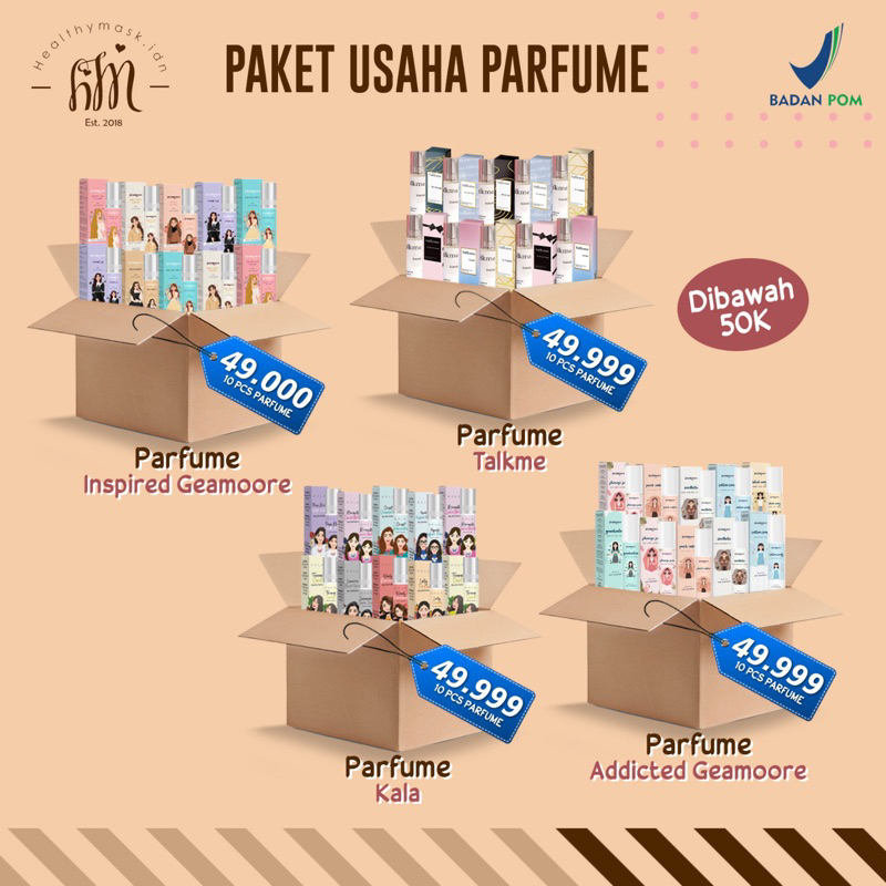 (TERMURAH) PAKET USAHA PARFUME ROLL ON 10 PCS | GEAMOORE, TALKME, KALA
