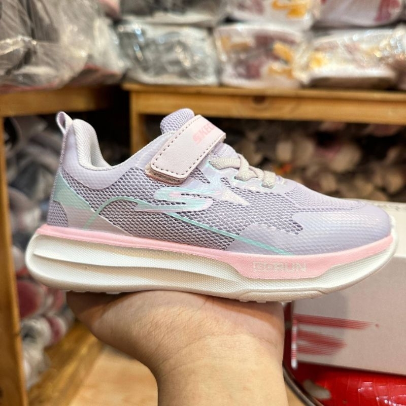 Sepatu Anak Perempuan Skechers Pink Purple Tali Perekat Velcro Premium