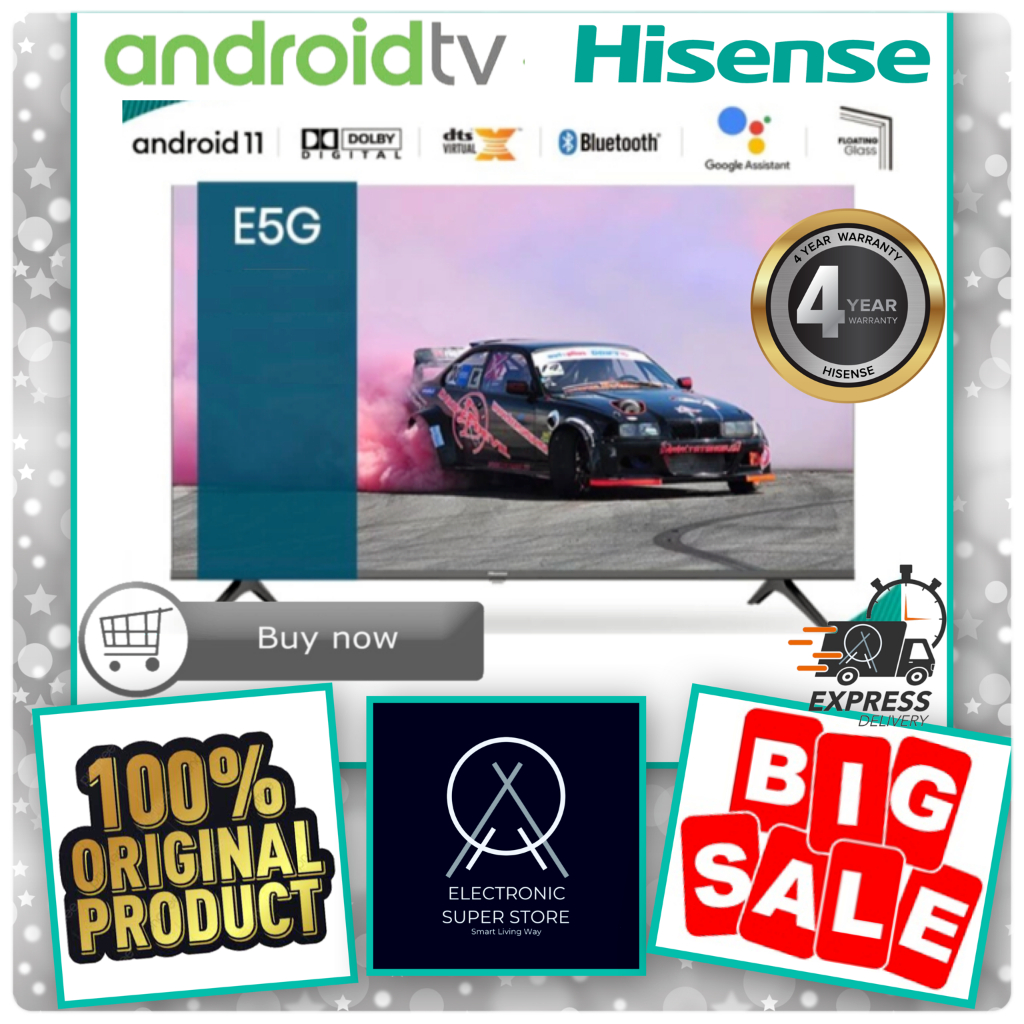HISENSE LED 40E5G 40-E5G E5G SERIES ANDROID SMART TV FHD BEZELLESS DESIGN DOLBY AUDIO HISENSE TV AND