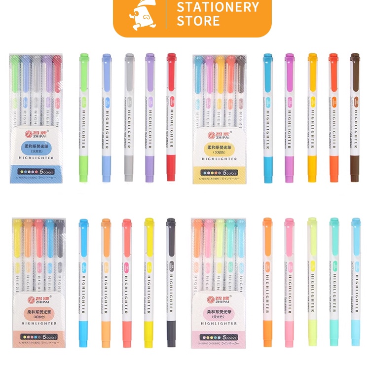 

KODE E52Q Highlighter Penanda Pen Highlighter Macaroon 5 Warna Rabbit Stationery