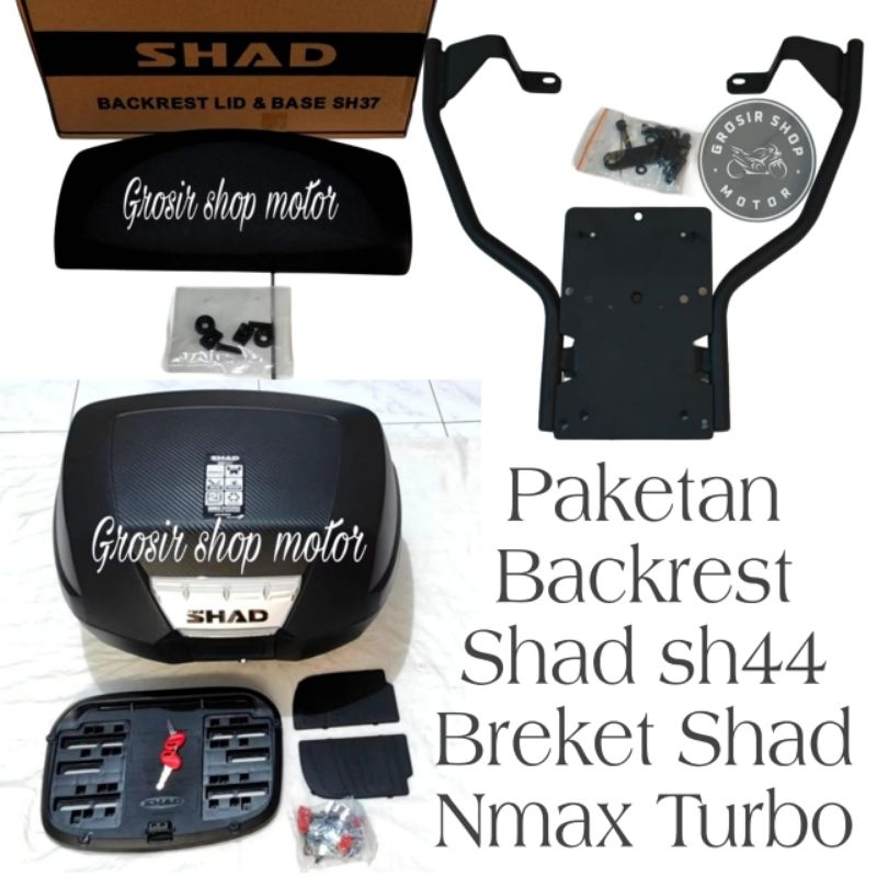 Paketan Backrest Shad Plus Box Shad Sh44 Sh 44 Plus Bracket Breket Box Shad Nmax turbo & Neo Nmax tu