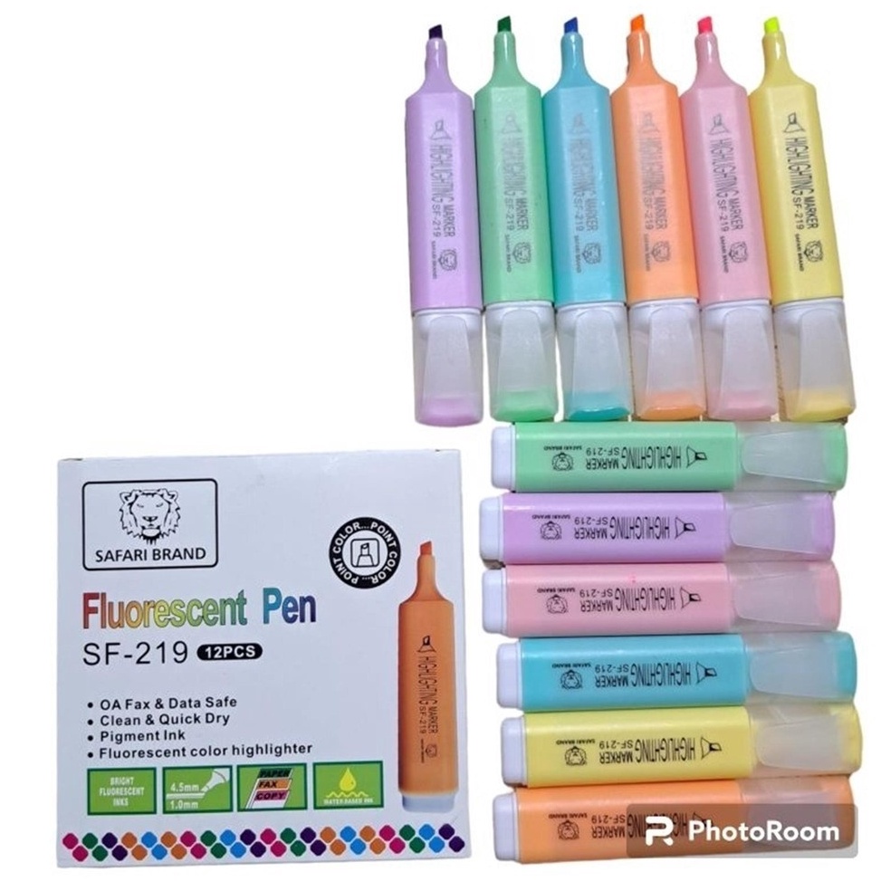 

KODE B43G SF219 12pcs Highlighter FLuorescent Pen Stabilo warna warni Pastel Color Colors Pastels Murah Bagus