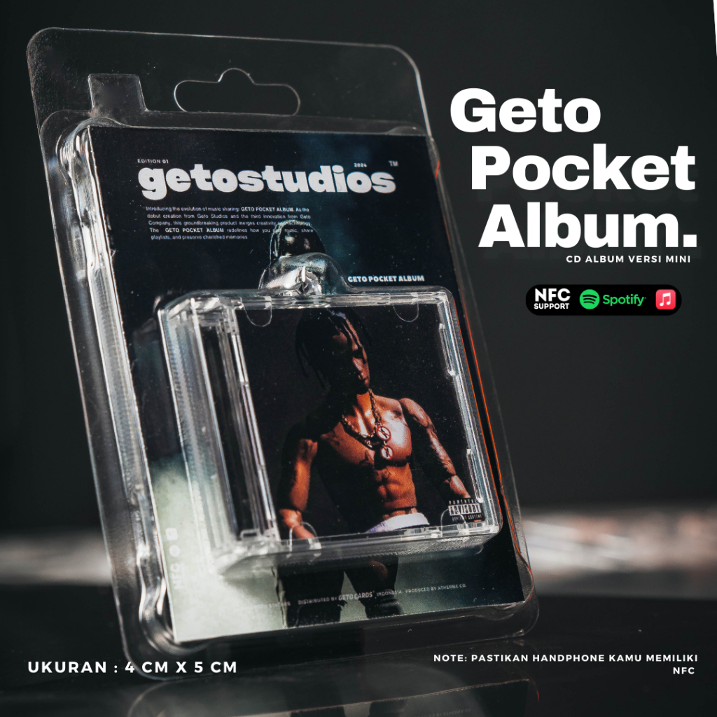 Travis Scott NFC Pocket Mini Album - Mini Album Keychain NFC - Miniatur CD Album Geto Studios