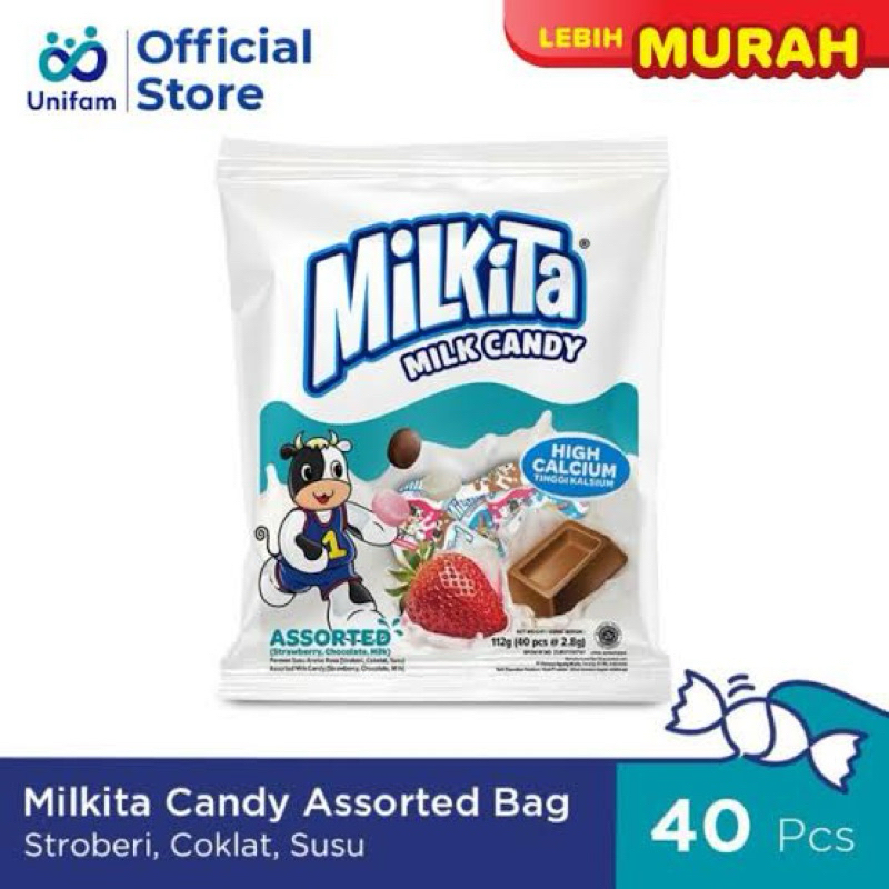 

MILKITA MILK CANDY 112 GRAM 1 BUNGKUS ISI 40 BUTIR