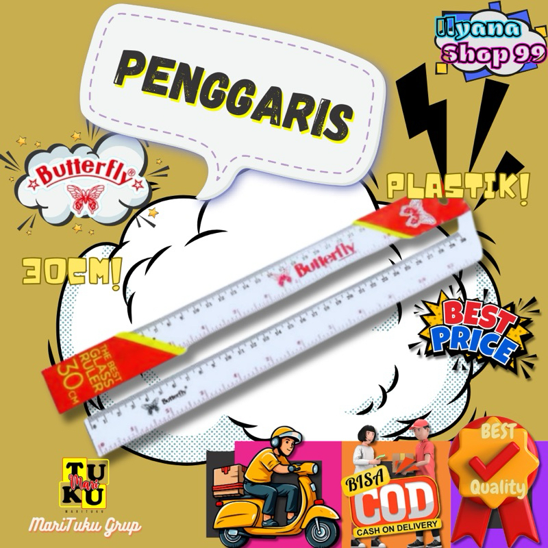 

Penggaris Butterfly 30cm / penggaris plastik butterfly 30cm