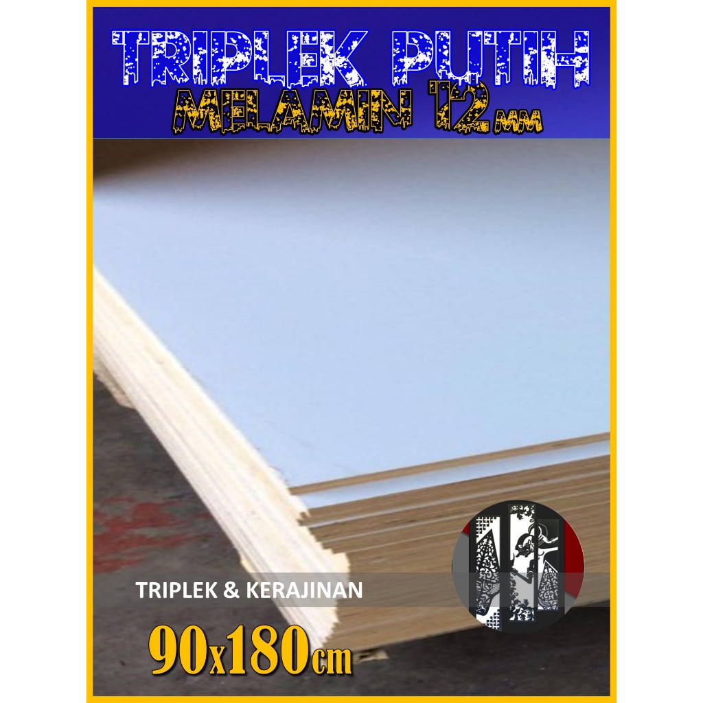 Triplek Melamin Putih 12mm 90x180 cm (1 Muka | Doff-Glossy) 12 mm 90 x 180 | 180x90 | 180 x 90 cm