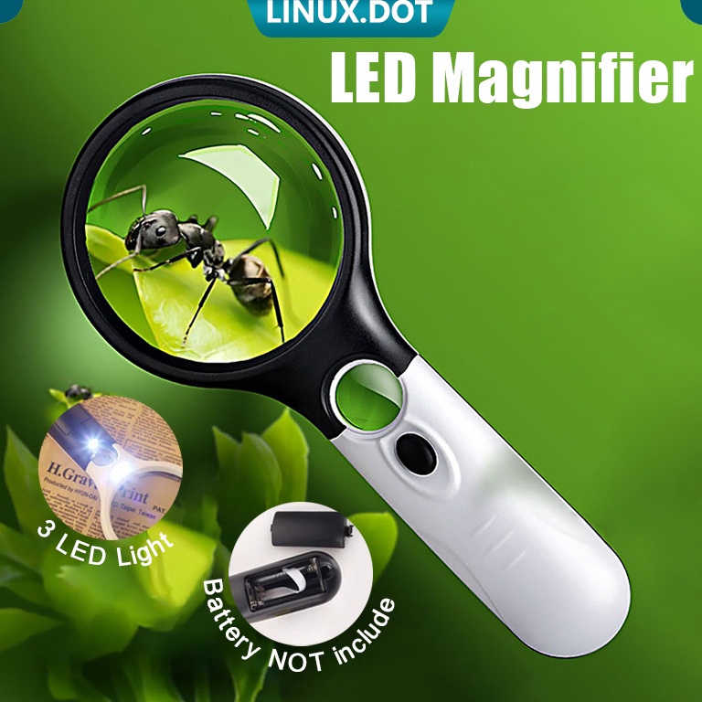 

KODE V98T Kaca Pembesar LED 2in1 Pembesar 3 LED Membaca Magnifying Glass Dengan Lampu