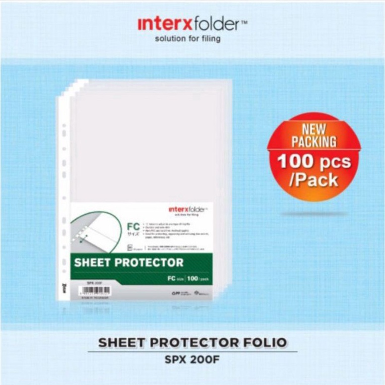 

KODE O55L Sheet Protektor Folio Inter X isi 1 lembar Plastik FC PP pocket