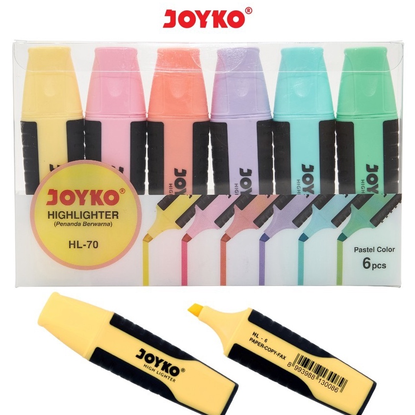 

KODE P7Z Highlighter Penanda Berwarna Pastel Colour JOYKO HL7 1 Set 6 Pcs
